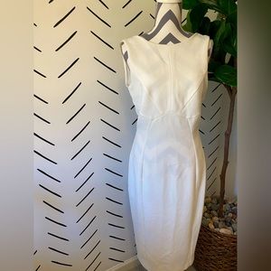 H&M White Midi Dress with Gold Zipper